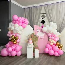 124/60/10个 18/12/10/5英寸哑光粉色气球拱门装饰套装，适用于生日、婴儿派对、婚礼、周年纪念日、情人节、公主主题派对、单身派对、毕业典礼、性别揭晓派对及其他场合。 - 粉色 - 查看 6