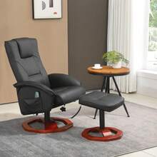 HOMCOM Massage Chair With Footrest, 360° Swivel, Adjustable, Faux Leather Upholstery, 73 X 83 X 106 Cm For Relaxation - Black - View 2