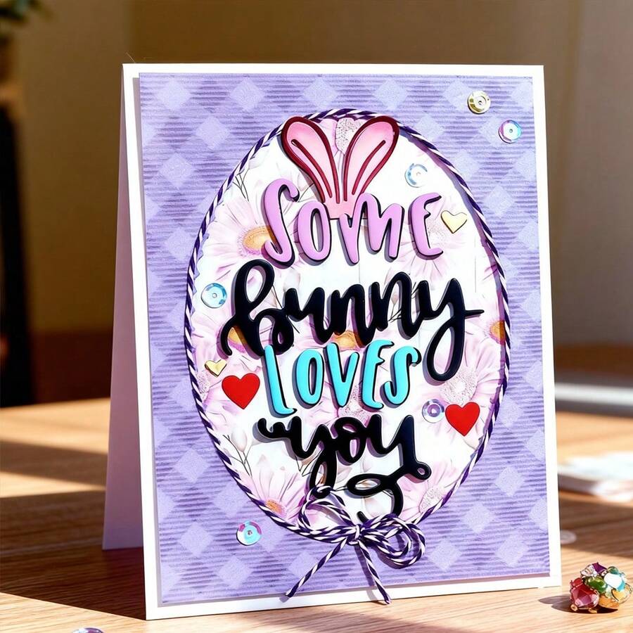 Creative Rabbit Metal Cutting Dies, DIY Scrapbooking Album And Embossing Stencil, Greeting Card Making Tool, Card Paper Cutting Crafts ,Gift Card Making Template Die Cuts. - Silver - View 1