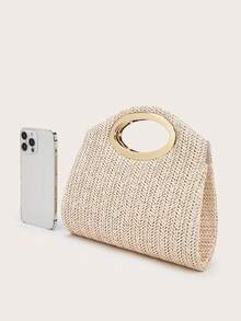 AIBBYDAR New Fashion Woven Handbag For Women, Versatile For Holiday, Beach, Business Commute, Casual, Minimalist, Beach, Vacation Essential - Màu be - Xem 3