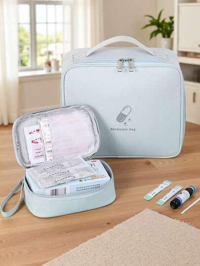 1 st bärbart första hjälpen-kit, medicinsk väska i oxfordtyg, förvaringspåse för hemmedicin, i lager