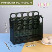 1 Pieza Caja De Almacenamiento De Huevos Con 3 Capas De Estilo Deslizante Con Dispositivo AutomáTico De Rodamiento De Huevos, Apta Para La Puerta Lateral Del Refrigerador Y La Plataforma De La Cocina, Soporte Dispensador De Huevos Que Ahorra Espacio, Soporte Plegable De PláStico Para Huevos De 3 Niveles, Anti-CaíDa, Organizador De Huevos Para Refrigerador, Dispensador De Huevos Para Gabinete. Soporta 30 Huevos, DiseñO De Volteo, Organizador De Cocina, EstanteríA Para Almacenamiento Lateral En El Refrigerador, Ideal Para Cocina, Refrigerador, Gabinete, Almacenamiento De Huevos. - Verde - Ver 3