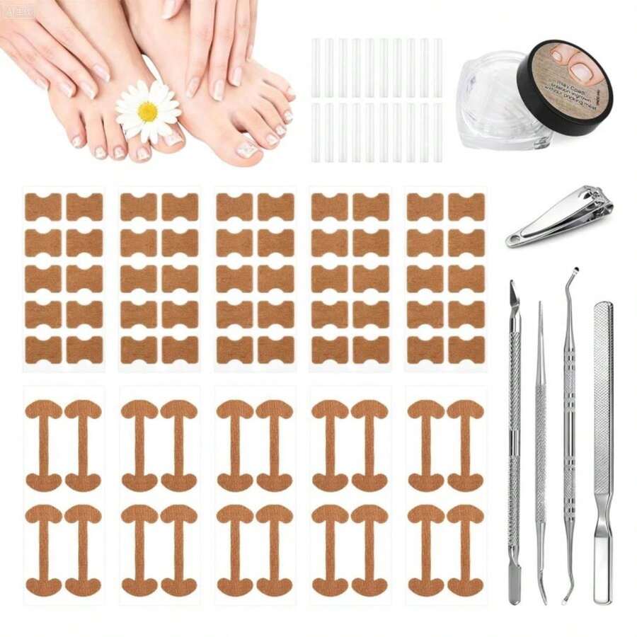 Professional Ingrown Toenail Corrector Set With Correction Strips U2013 Complete Home Pedicure Kit For Men &Amp; Women, Non-Slip, Breathable, Pain-Free Relief - White - View 1