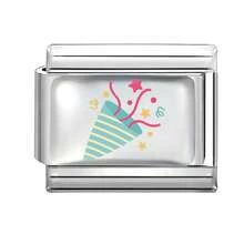 1pc Resin Coated DIY Italian Modular Bracelet, Decorated With Pentagram, Heart, Rainbow, Cactus Elements, Suitable As Party Gift For Friends/Couples, Applicable For Christmas, New Year, Halloween, Valentine's Day, Charming Design, Stainless Steel Jewelry, Local , Practical & Fashionable, Christmas & Halloween Essential, Christmas Style, Christmas Decor, Party Outfit Guide, Christmas Gift Supplies, Christmas Home Decor, Retro Summer