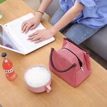 1个大容量午餐盒保温袋，防漏隔热午餐盒，适用于海滩、露营、学生，带冰袋 - 彩色 - 查看 3