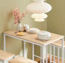 SoBuy OGT15 5-Piece Bar Table With Chairs Dining Table High Table Bistro Table With 4 Bar Stools Seating Group - White - View 11