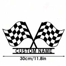 3 Size Options! 1pc Personalized Metal Racing Flag Gate Wall Decor - Custom Name Iron Art Wall Hanging, Black Finish, Suitable For Home And Garage Decoration, Fit For Children 14+ Years Old - Black - View 10