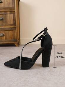 女士尖头细高跟镂空优雅派对高跟鞋，黑色、银色、白色 - 黑色 - 查看 6