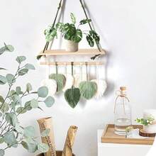 FIAN Lumbor37 Tapiz Grande de Macramé Bohemio Tejido a Mano para Colgar en la Pared Arte de Pared Tejido Tapiz con Borlas de Hojas para Hogar Recámara Galería Apartamento Verde - como en la foto - Ver 6