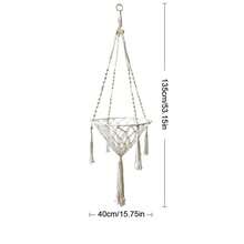 1pc Macrame Cat Hammock, Bohemian Style Hanging Cat Bed, Handwoven Fiber Art Cat Perch Swing, Suitable For All Seasons - Cushion Not Included - Beige - View 12