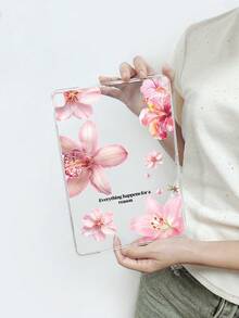 透明粉色花卉 iPad 保护套 - 时尚保护套，带有励志名言，优雅的保护性设计，兼容 iPad Pro 11、iPad Air 2、iPad Air 第五代 2022、iPad Air 11 英寸 (M2)-2024、iPad Air 11 英寸 (M3) 2025，适合个人使用、送礼和夏季场合 - 彩色 - 查看 20
