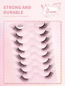 ENCHUW 8 Pairs Half Lashes Natural Look Fluffy Wispy Fake Eyelashes Strip Eye Lashes Cat Eye Look Curling False Eyelashes