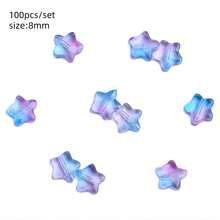 100pcs/Set 8mm Color Five-Pointed Star Glass Lampwork Beads Loose Spacer Beads For Jewelry Making DIY Handmade Bracelets Earrings Accessories - Blue Purple - View 3