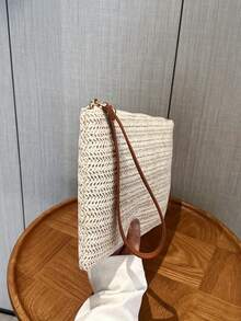 1 chiếc túi xách cầm tay kiểu Bohemian bằng rơm, thích hợp cho công việc, kinh doanh, hẹn hò, sinh hoạt hàng ngày và du lịch. Cũng là một món quà tuyệt vời dành cho người thân yêu, gia đình và bạn bè trong bất kỳ dịp nào. - Màu Khaki - Xem 8