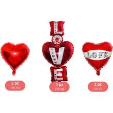 Kit de globos de corazón para decoración de de aniversario para propuesta boda y regalo, de aluminio 5 piezas, 4 globos color rojo (16'') y 1 globo "te amo" (36'') - ROSA OSO - Ver 9