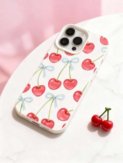 A Cute Cherry Print Phone Case With A High-Quality Anti Drop Protective Cover Design, Suitable For IPhone17 Pro Max/17 Pro/17/16 Pro Max/16 Pro/16/15 Pro Max/15 Pro/15/14 Pro Max/14 Pro/14/13 Pro Max/13 Pro/13/12 Pro Max/12 Pro/12/11