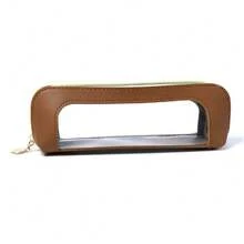 1/2pcs Portable Travel Makeup Bag, Makeup Brush Holder With Transparent Window And Zipper Closure, Suitable For Cosmetics, Skincare, Gym And Business Travel, Faux Leather