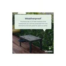 AKITA Tea For Two Bistro Garden Furniture Set 3pcs Rattan-Effect Dark Grey Idooka - Grey - View 5