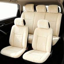 5pcs/Set Plush Car Seat Covers | Women's Pink Fluffy Seat Covers, Universal Size, Knitted Fabric, Machine Washable - Multicolor - View 10