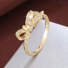 1pc Elegant Bow-Knot Shaped Cubic Zirconia Embellished Fashion Ring, Casual Gift Design For Women - Multicolor - View 23