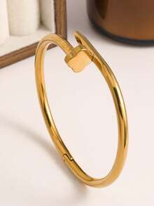 3pcs/1pc Fashion Flower & Clover Stainless Steel Bangle Bracelet Set, Golden, Elegant, Versatile, Suitable For Women, Girls, Daily Wear, Festivals, Weddings, Parties, Gifts For Wife, Daughter, Friend, Sister - Gold - View 7