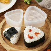 2pcs Plastic Sushi Rice Ball Mold Tools, Triangle/Rectangle Kitchen Sushi Rice Ball Maker Magic Tools, Silicone Rice Ball Mold, Easy Release Rice Ball Mold, Suitable For Moms And Food DIY Enthusiasts