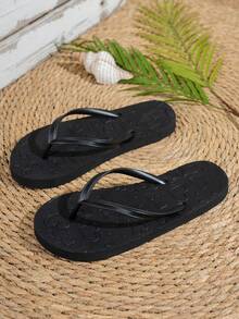 Women's Heart Printed Casual Slippers, Soft & Comfortable, Suitable For Outdoor, Beach, Bathroom, Pool Wear, Spring/Summer - Black - View 6