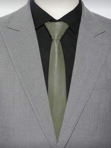 1pc Men's Fashion Casual Solid Color 2 Inch Narrow Handmade PU Necktie, Suitable For Daily Work, Outing, Business, School, Party Matching