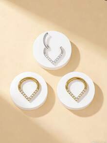 1件装高段氧化锆医用钢鼻环耳环鼻中隔环16G 1.2MM厚8mm/10mm内径氧化锆棒粗鼻环耳环时尚穿刺饰品 - 鑲鑽 - 查看 7