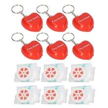 6pcs Cardiopulmonary Resuscitation Face Shield Portable Hygienic Pocket Facial Cover Keychain