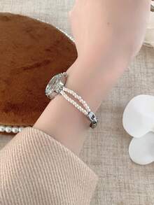 1pc Retro Style Round Bracelet Women's Quartz Watch Fashionable And Exquisite Art Suitable For Daily Matching Birthday/Graduation Gifts Parties And Banquets - Silver - View 6