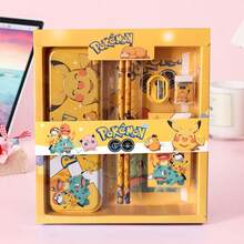 pokemon Pokémon Stationery Gift Set, Cross-Border Pikachu Stationery Set, Student Reward Gift, Officially Licensed Pokémon Pikachu Cartoon Character Style Stationery Gift Box Set, Including Pencils, Notebook, Pencil Sharpener, Pencil Case, Ruler And Eraser, Crayons