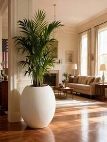 1/2pcs Simple Elegant White Spherical Weatherproof Plastic Planter - For Indoor/Outdoor Use, Suitable For Artificial Plants, Succulents, Ferns, Ideal For Home Decor, Office Placement, Suitable For Snake Plant, Pothos, Ferns - Multicolor - View 2