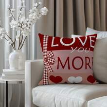 4 件装情人节抱枕套 - 柔软红色爱心装饰抱枕套，印有浪漫爱情语录，尺寸 17 x 17.7 英寸，不含枕芯，适用于沙发、卧室或家居装饰，情人节抱枕套 - 彩色 - 查看 4