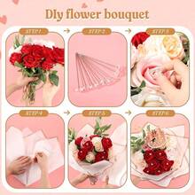 1 Set Flower Wrapping Paper Kit, Includes 3D Butterfly, Rose Gold Flower Bouquet Pins, Gift Wrapping Paper, Suitable For Wedding, Birthday Party, Valentine's Day, Anniversary, Events - Multicolor - View 5