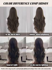 NAMM 1 PC Long Wig For Women 28 Inch Soft Brown Loose Wave Wig With Certain Bangs, Synthetic Fluffy Natural Realistic Full Machine Wigs For Beginners , Daily And School Wear Elegant All-Match Fashion Hair Accessories Wig - Brown - View 8
