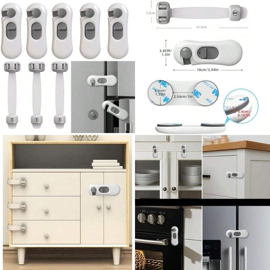 Lumbor37 Seguros para Cajones 8 Pcs, Seguros para Puertas y Cajones Bebé, Adhesivo de Resistencia, Apto para Armarios Refrigeradores para Proteger  Bebé(default) - Multicolor - Ver 1
