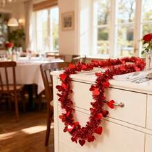 3 قطع كرمة قلب اصطناعية بطول 2 متر لعيد الحب - ديكور عطلة زهور مزيفة - إكليل شريط قلب أحمر معلق، مناسب للأعراس وحفلات الزفاف وعيد الحب والديكور DIY والخطوبة والذكرى السنوية والديكور المعلق وأحداث أخرى - الأحمر - مشاهدة 7