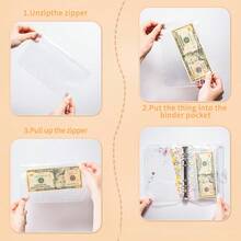 5 buc/pachet, pungi cu fermoar cu compartiment dublu, A5 și A6, cu huse, organizator de documente - clar - Vizualizare 4