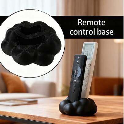 可爱云朵遥控器收纳架 | 现代黑白设计，顶部柔软舒适，适用于电视、DVD、蓝光播放器、音响系统和游戏机 - 节省空间的装饰性收纳架，客厅的完美之选
