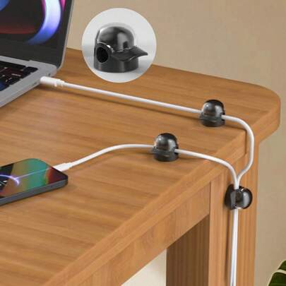 3pcs Cable Clips, Available In Black, White And Grey, Strong Adhesive To Secure Wires, Cables And Ethernet Plugs, Ideal For Home And Office Desk Or Wall Use