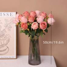 1pc/5pcs/10pcs 19.6 Inch Pink Artificial Roses, Premium Artificial Roses, Suitable For Home Decor, Room Decor, Dining Table Decor, Wedding Decor, Bridal Bouquet, Corsage, Flower Arrangement. Suitable For Home, Restaurant, Bedroom, Vase Decoration. - Màu hồng đậm - Xem 2