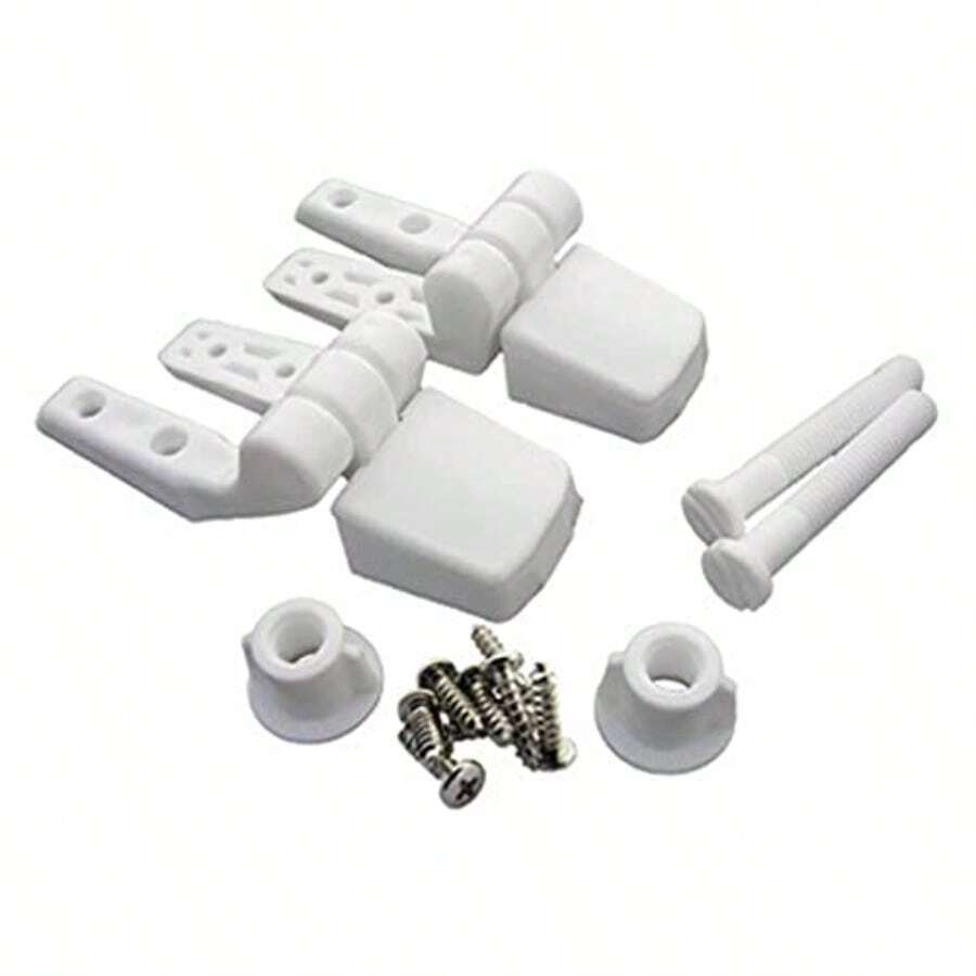 LASCO 14-1039 White Plastic Toilet Seat Hinge with Bolts and Nuts Top Tightening Fits Bemis Brand - Blanco - Ver 1