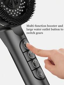 8pcs/Set Home Use Pressurized 4-Setting ABS Shower Head With 1.5m Stainless Steel Hose And ABS Wall Mount Bracket, 5pcs Negative Ion Filter Cotton Cartridges - Black - View 4