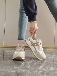 2026 New Spring Women's Shoes, Breathable Student Solid Color Flat Casual Versatile Outdoor Running Shoes, Hook-And-Loop Design, Street Style Essential Bestseller - Khaki - View 7