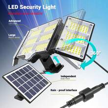 Outdoor Solar Wall Light, 334 LED Solar Motion Sensor Light, 3 Lighting Modes, IP65 Waterproof, 270° Wide Angle Security Floodlight, Suitable For Porch, Garden, Garage, Patio, Commercial Lighting, Great Gift For Halloween, Christmas - White Light - View 5