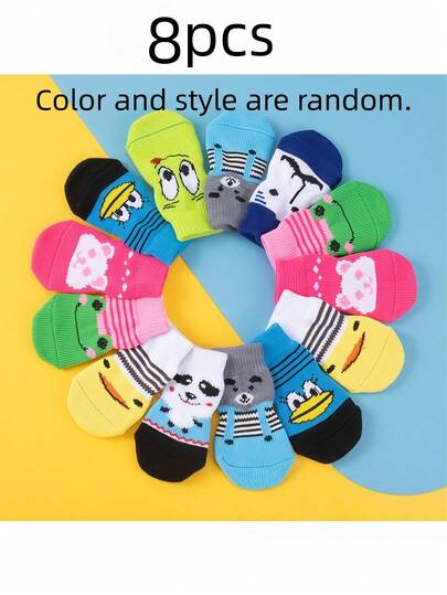 4/8pcs Pet Socks With Anti-Slip Pads, Suitable For Indoor Puppy Use, Teddy Anti-Slip Anti-Scratch Anti-Dirty Socks, 4/8pcs Packaging, Designed For Small Animals, Non-Slip Sole, Non-Slip Socks, Dog Socks, Cat Socks