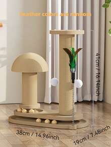 1件装木制互动猫玩具，自然风格四合一设计（含木球和旋转轨道），互动益智，适合猫咪居家玩耍 - 彩色 - 查看 14