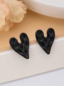 1 par de pendientes de botón con corazón pintado de moda, adecuados para fiestas, reuniones, uso diario de mujeres, regalo versátil - pendientes - Ver 5