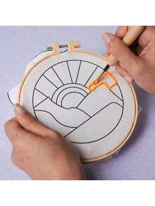 6 件装风景打孔针套件带杯垫 - 完整的初学者刺绣入门套装，包括工具和多种颜色 - 彩色 - 查看 7